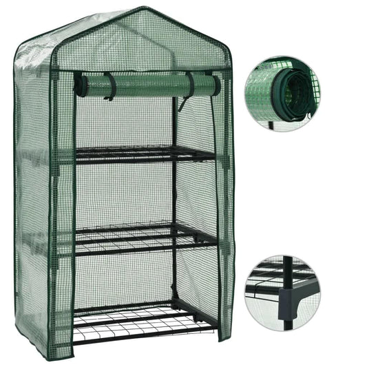 vidaXL 3-Tier Mini Greenhouse 69x49x125 cm - Green