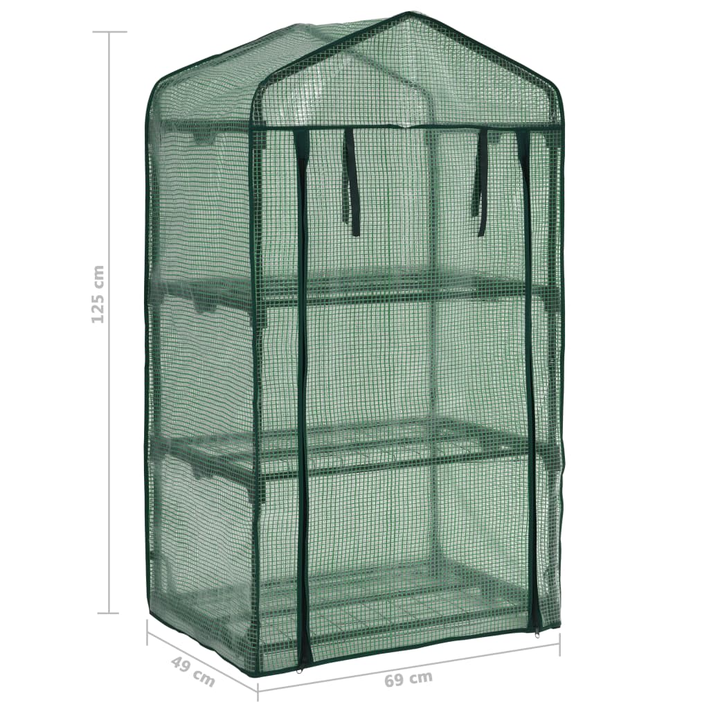 vidaXL 3-Tier Mini Greenhouse 69x49x125 cm - Green