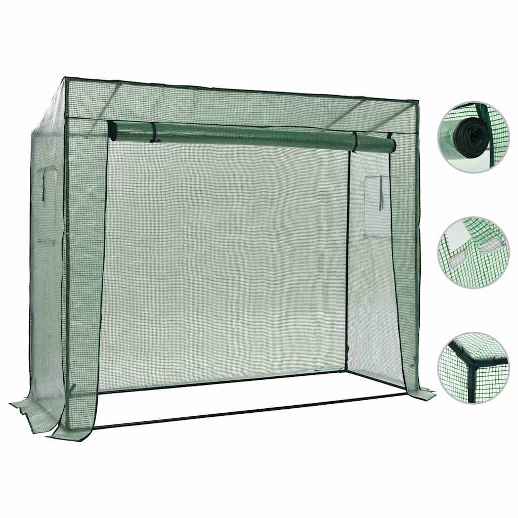 vidaXL Greenhouse | Green | Powder-coated steel | 200 x 80 x 173 cm
