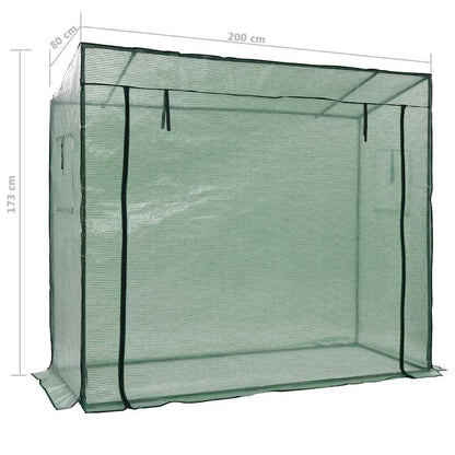 vidaXL Greenhouse | Green | Powder-coated steel | 200 x 80 x 173 cm