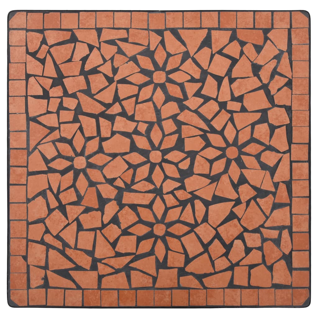 vidaXL Mosaic Bistro Table Terracotta 60 cm Ceramic - Brown - 60 x 60 x 76 cm