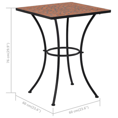 vidaXL Mosaic Bistro Table Terracotta 60 cm Ceramic - Brown - 60 x 60 x 76 cm