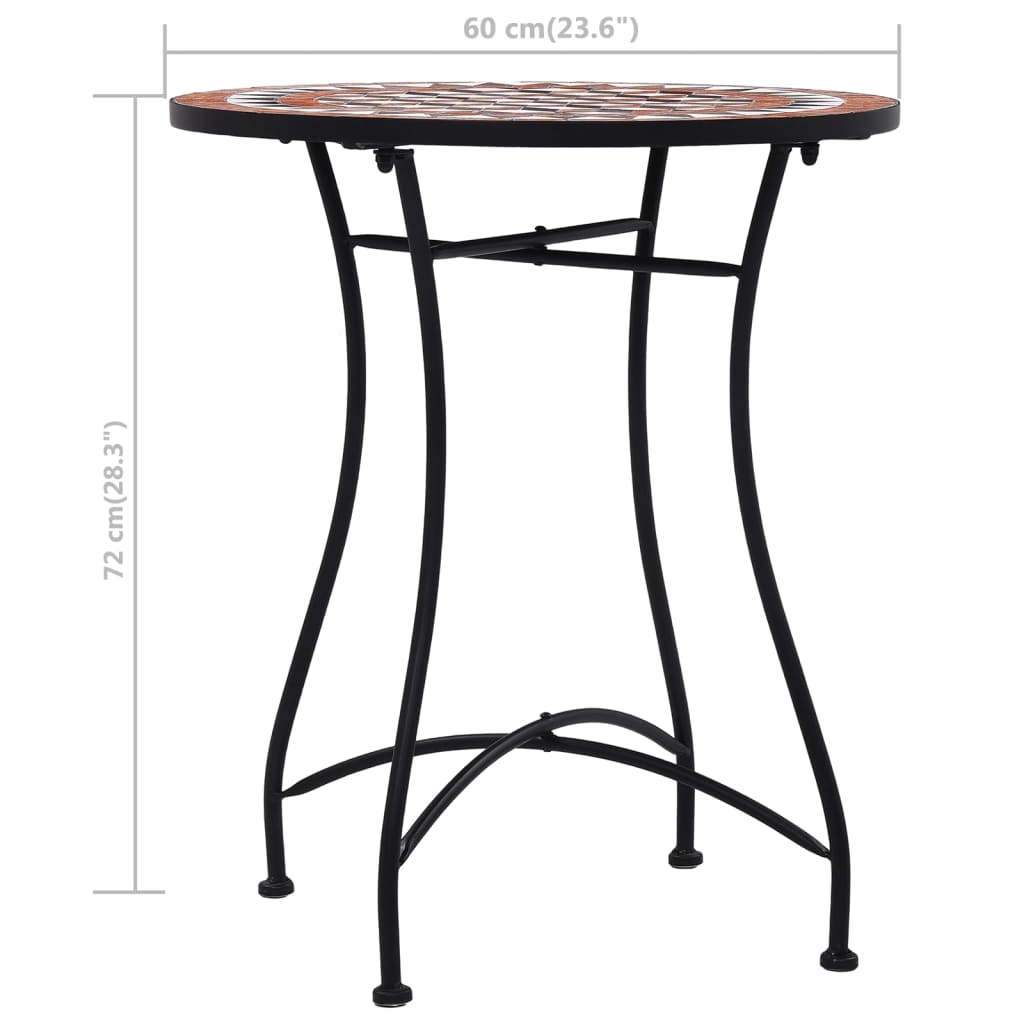 vidaXL Mosaic Bistro Table Brown 60cm Ceramic - 60 cm