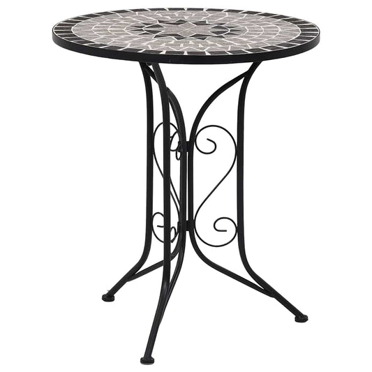 vidaXL Mosaic Bistro Table Grey 61cm Ceramic - 60 cm