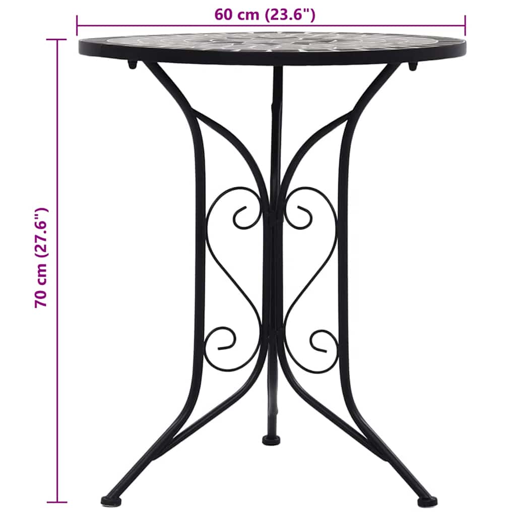 vidaXL Mosaic Bistro Table Grey 61cm Ceramic - 60 cm
