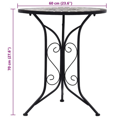 vidaXL Mosaic Bistro Table Grey 61cm Ceramic - 60 cm