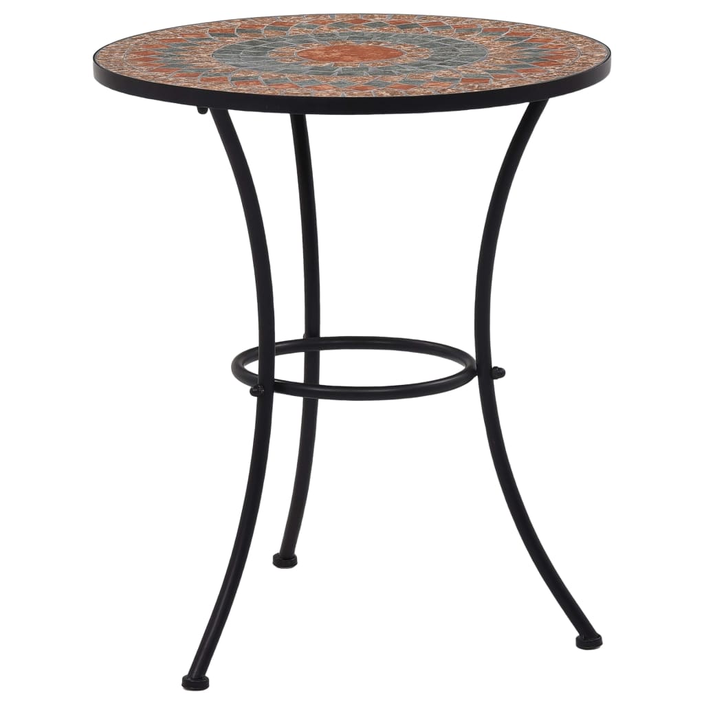 vidaXL Mosaic Bistro Table Orange/Grey 60cm Ceramic - 60 cm