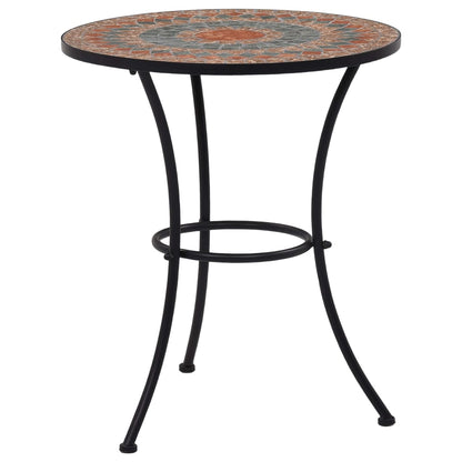 vidaXL Mosaic Bistro Table Orange/Grey 60cm Ceramic - 60 cm