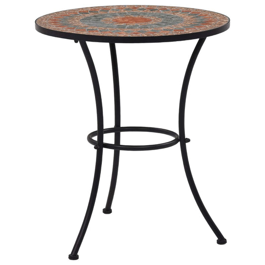 vidaXL Mosaic Bistro Table Orange/Grey 60cm Ceramic - 60 cm