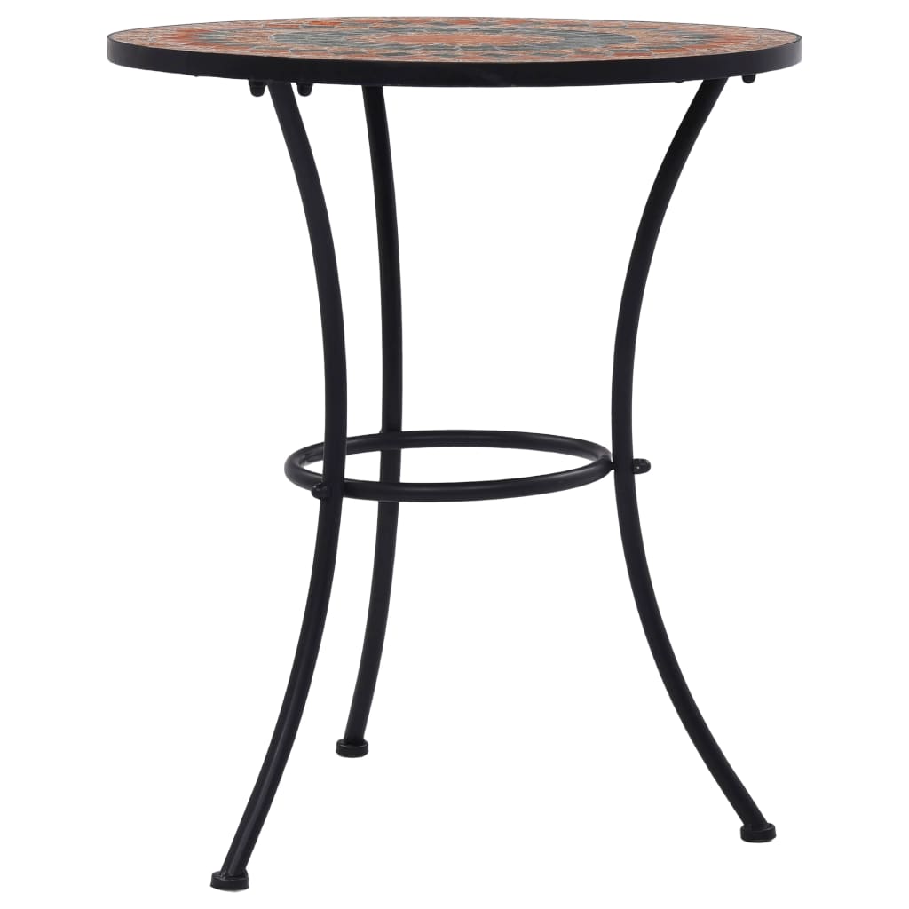 vidaXL Mosaic Bistro Table Orange/Grey 60cm Ceramic - 60 cm