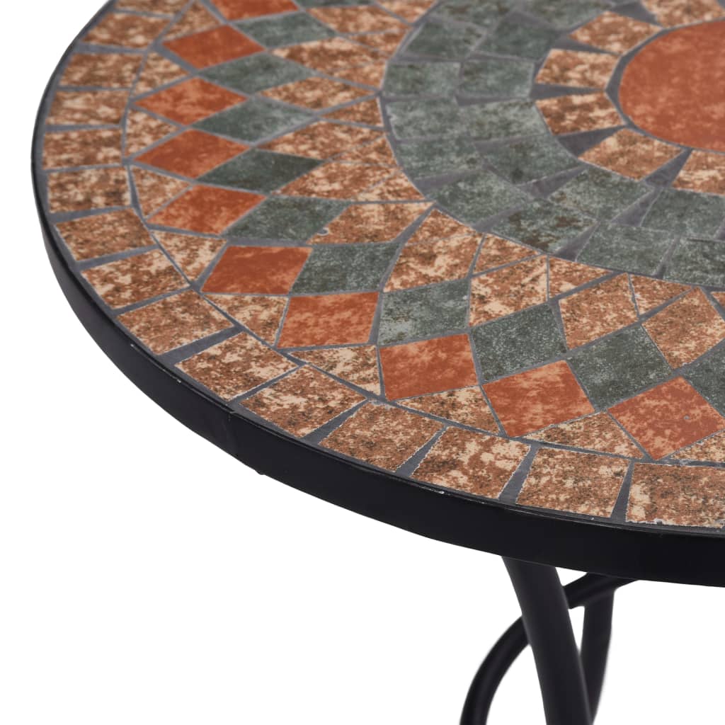 vidaXL Mosaic Bistro Table Orange/Grey 60cm Ceramic - 60 cm