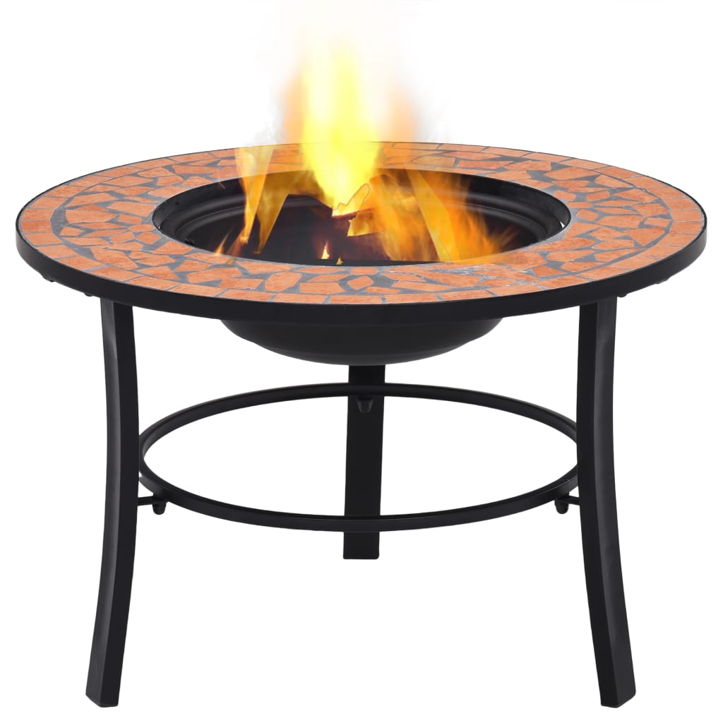 vidaXl Mosaic Fire Pit Terracotta 68cm Ceramic - Brown