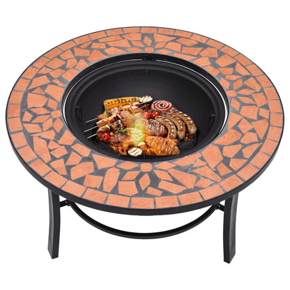 vidaXl Mosaic Fire Pit Terracotta 68cm Ceramic - Brown