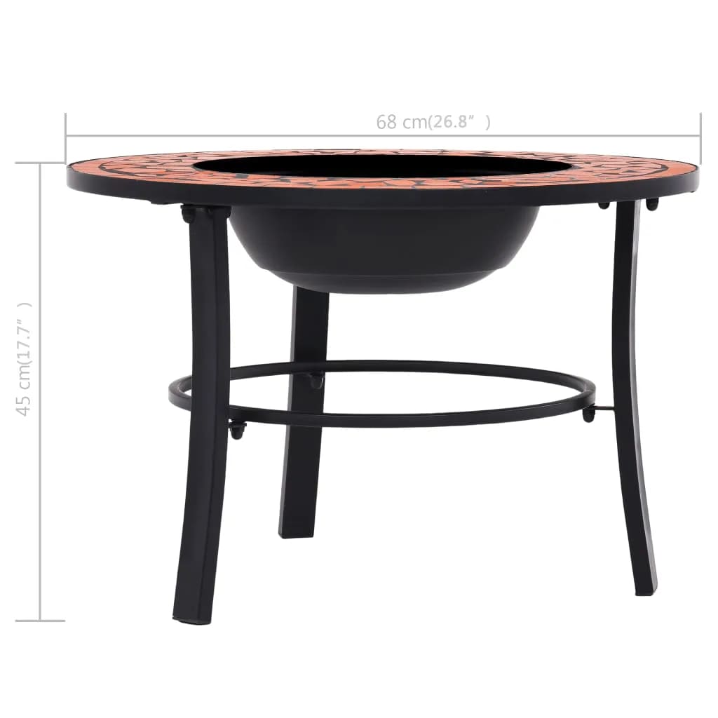 vidaXl Mosaic Fire Pit Terracotta 68cm Ceramic - Brown