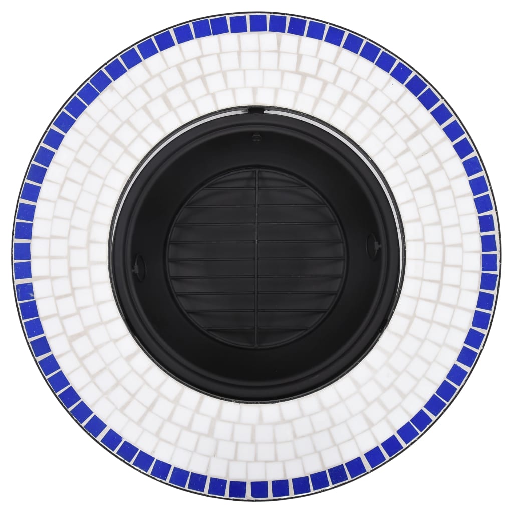 vidaXl Mosaic Fire Pit Blue and White 68cm Ceramic