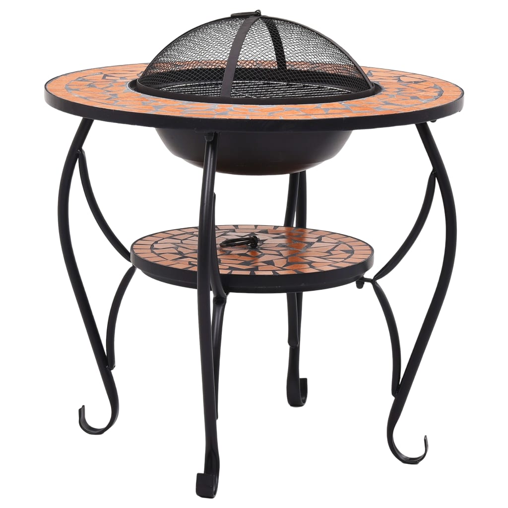 vidaXL Mosaic Fire Pit Table Terracotta 68 cm Ceramic - Brown