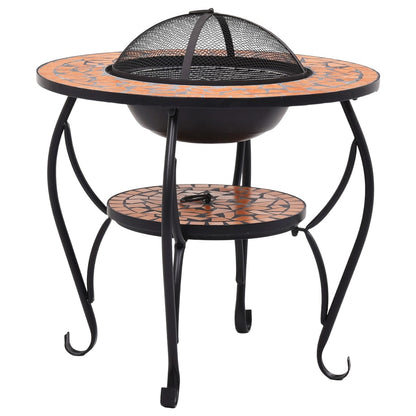 vidaXL Mosaic Fire Pit Table Terracotta 68 cm Ceramic - Brown