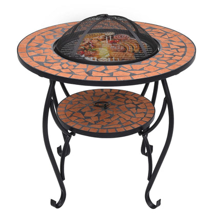 vidaXL Mosaic Fire Pit Table Terracotta 68 cm Ceramic - Brown