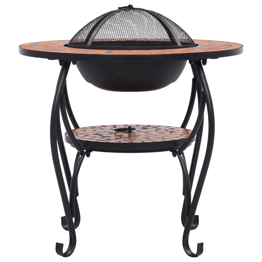 vidaXL Mosaic Fire Pit Table Terracotta 68 cm Ceramic - Brown