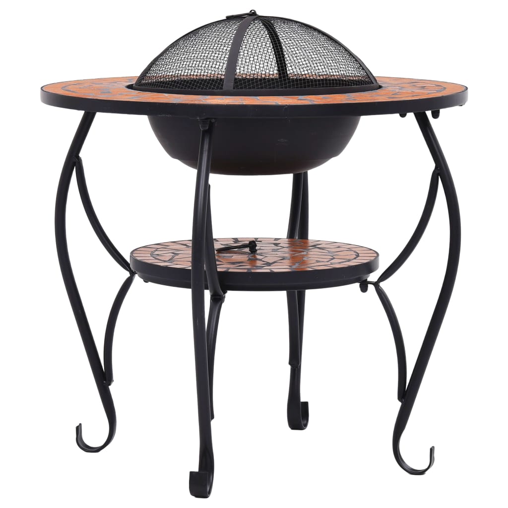 vidaXL Mosaic Fire Pit Table Terracotta 68 cm Ceramic - Brown