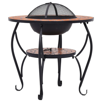vidaXL Mosaic Fire Pit Table Terracotta 68 cm Ceramic - Brown