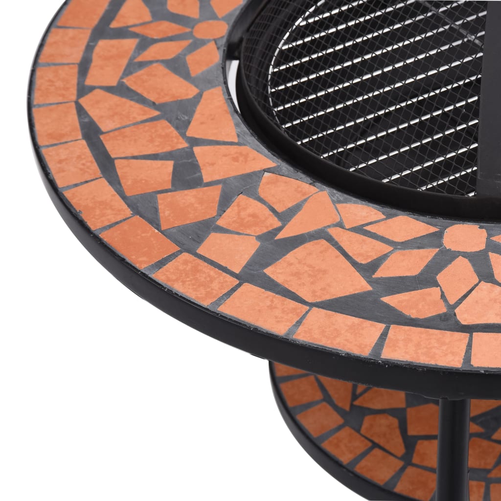 vidaXL Mosaic Fire Pit Table Terracotta 68 cm Ceramic - Brown