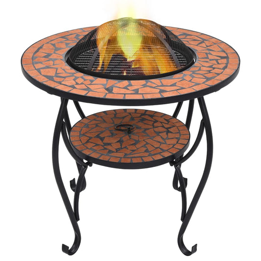 vidaXL Mosaic Fire Pit Table Terracotta 68 cm Ceramic - Brown