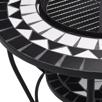 vidaXL Mosaic Fire Pit Table Black and White 68 cm Ceramic