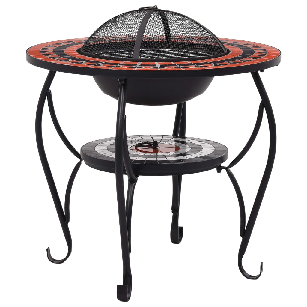 vidaXL Mosaic Fire Pit Table Terracotta and White 68 cm Ceramic - Brown