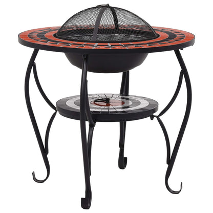 vidaXL Mosaic Fire Pit Table Terracotta and White 68 cm Ceramic - Brown