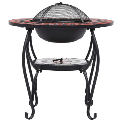 vidaXL Mosaic Fire Pit Table Terracotta and White 68 cm Ceramic - Brown