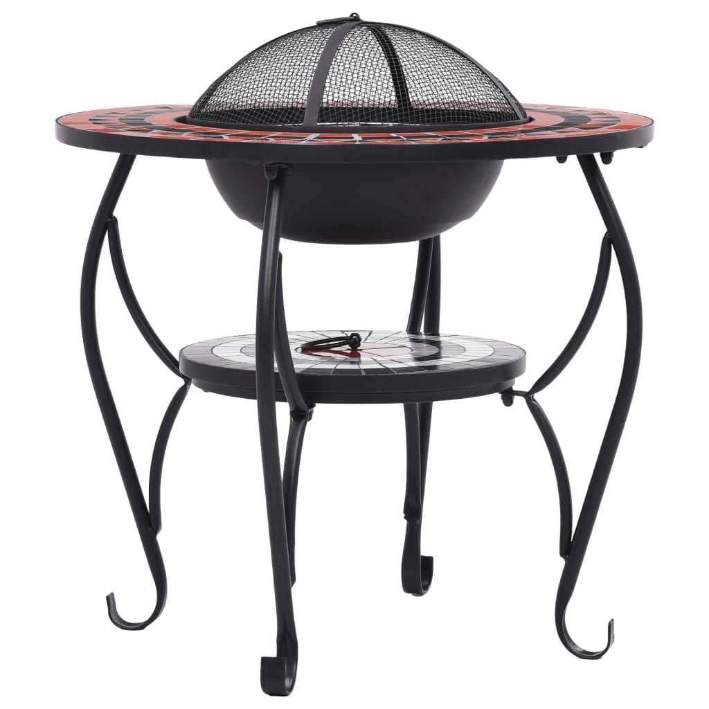 vidaXL Mosaic Fire Pit Table Terracotta and White 68 cm Ceramic - Brown