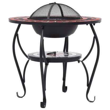 vidaXL Mosaic Fire Pit Table Terracotta and White 68 cm Ceramic - Brown