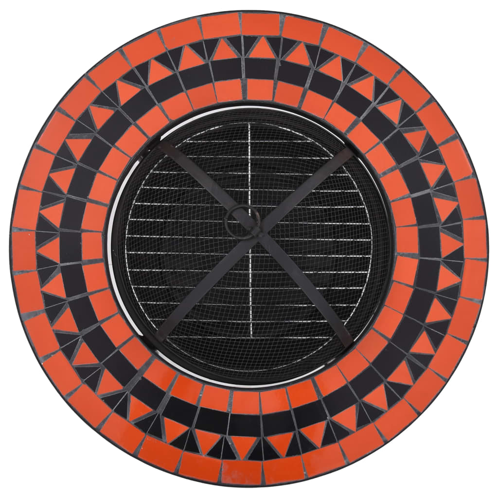 vidaXL Mosaic Fire Pit Table Terracotta and White 68 cm Ceramic - Brown