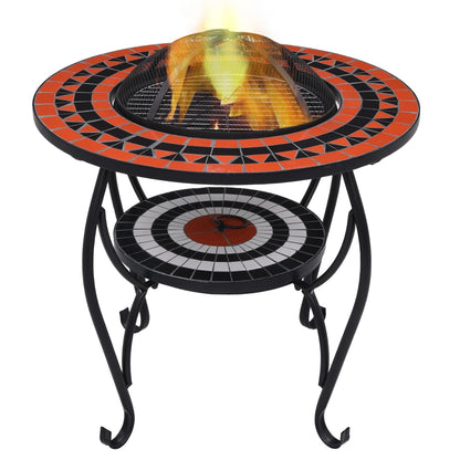 vidaXL Mosaic Fire Pit Table Terracotta and White 68 cm Ceramic - Brown