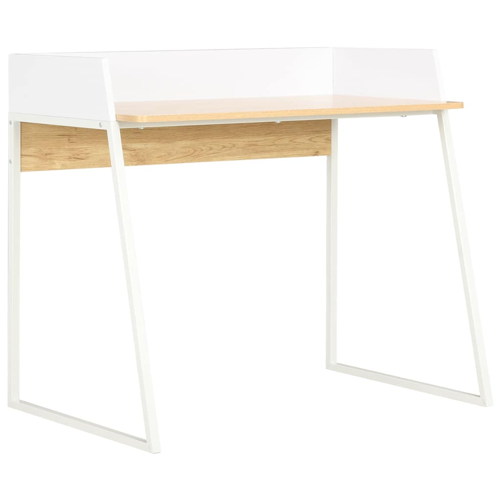 20265 vidaXL Desk White and Oak 90x60x88 cm