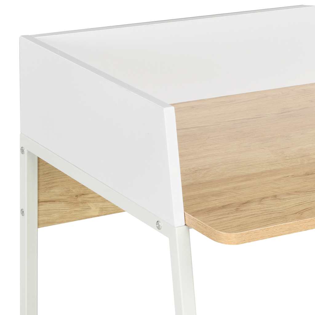 20265 vidaXL Desk White and Oak 90x60x88 cm