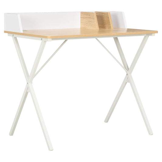 20273 vidaXL Desk White and Natural 80x50x84 cm