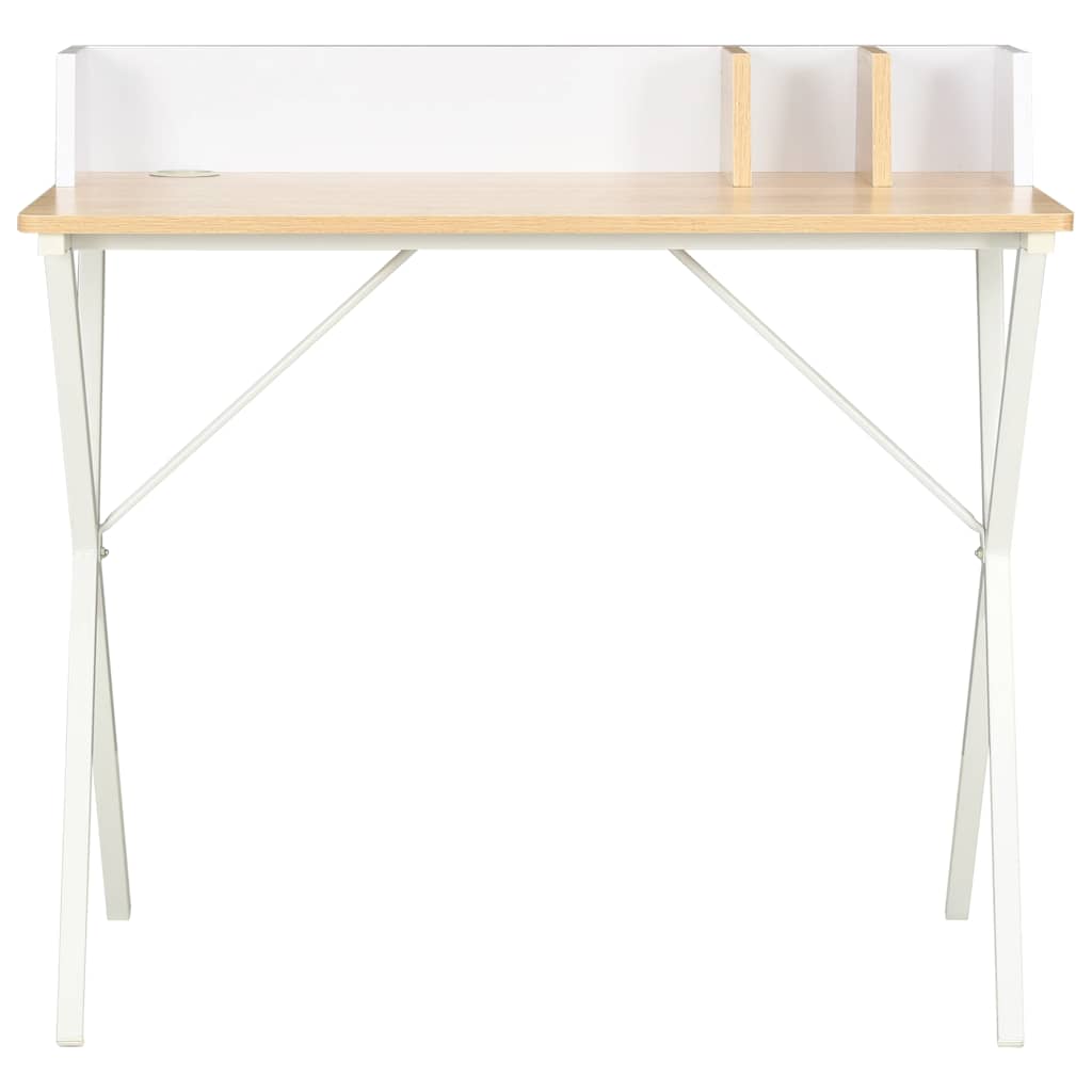 20273 vidaXL Desk White and Natural 80x50x84 cm