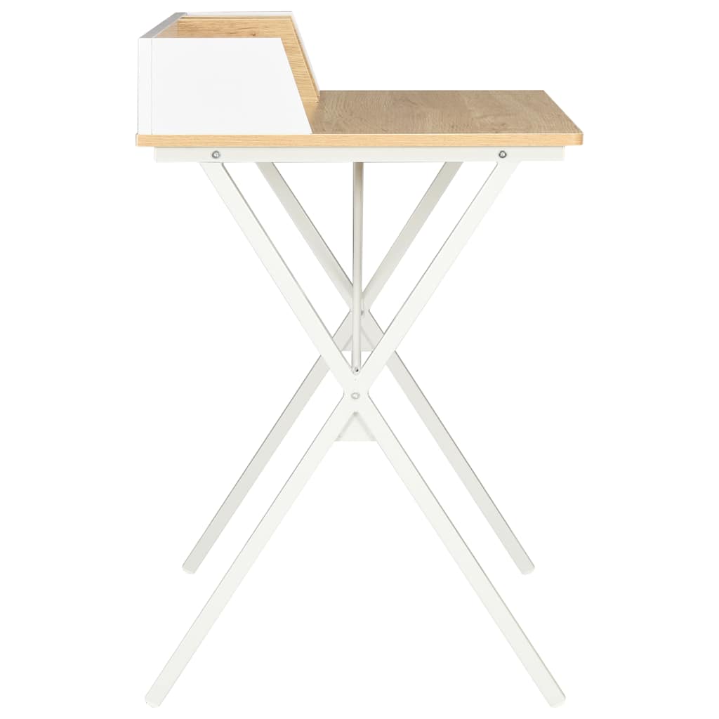 20273 vidaXL Desk White and Natural 80x50x84 cm