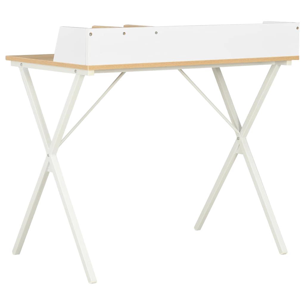 20273 vidaXL Desk White and Natural 80x50x84 cm
