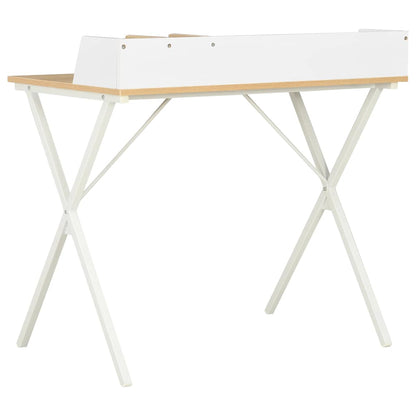 20273 vidaXL Desk White and Natural 80x50x84 cm