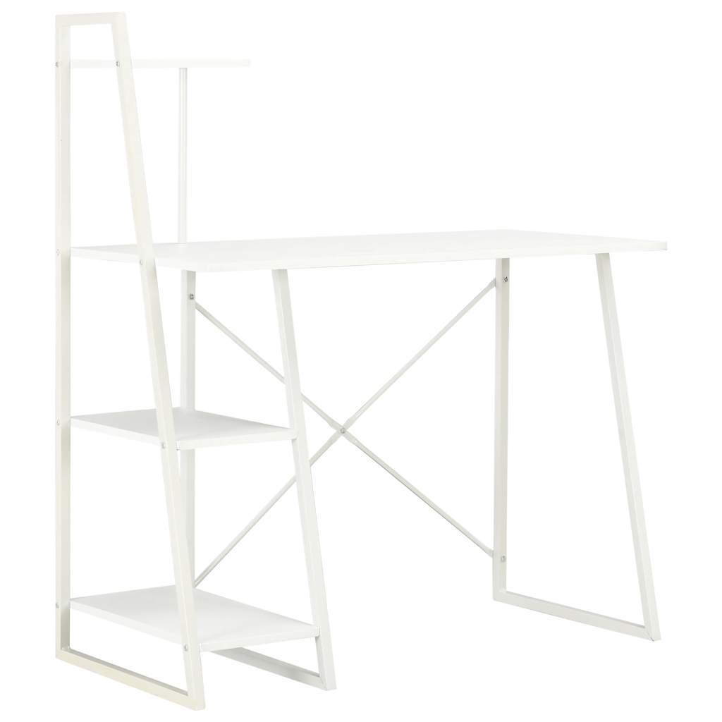 20282 vidaXL Desk with Shelving Unit White 102x50x117 cm