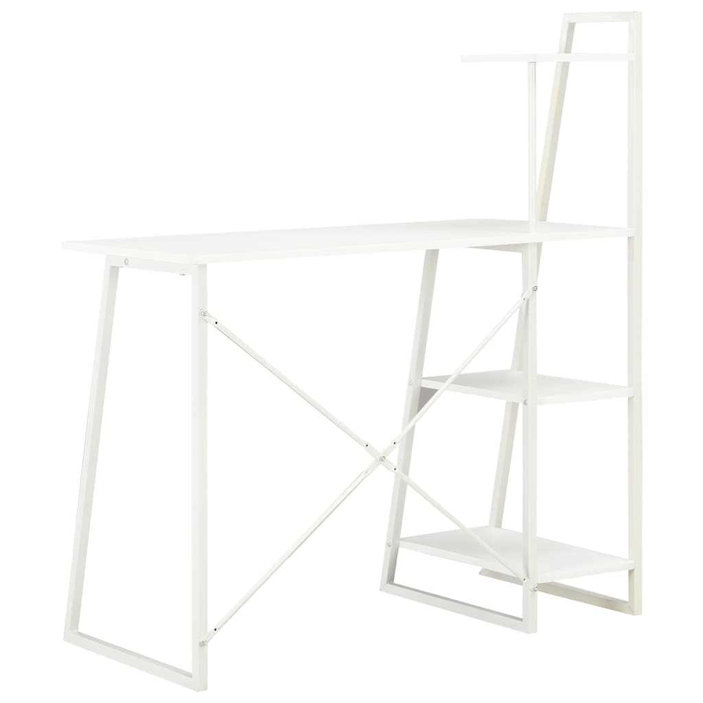 20282 vidaXL Desk with Shelving Unit White 102x50x117 cm