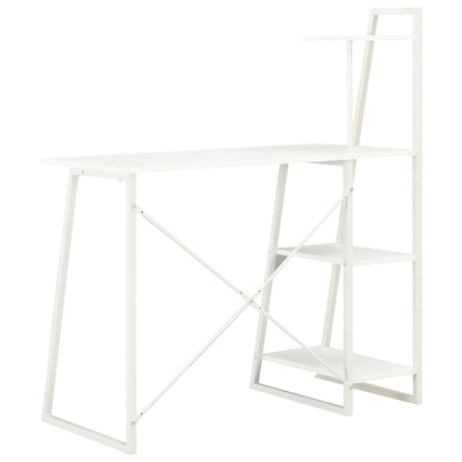 20282 vidaXL Desk with Shelving Unit White 102x50x117 cm
