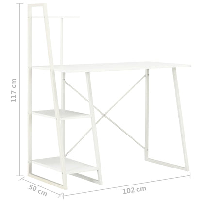 20282 vidaXL Desk with Shelving Unit White 102x50x117 cm