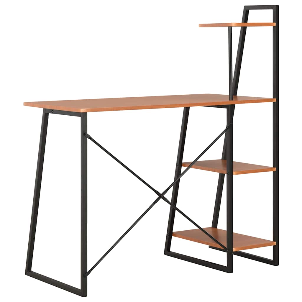 20285 vidaXL Desk with Shelving Unit Black and Brown 102x50x117 cm