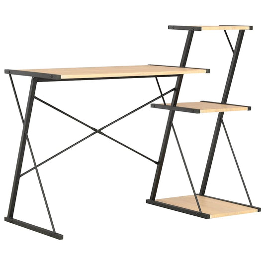 20289 vidaXL Desk with Shelf Black and Oak 116x50x93 cm