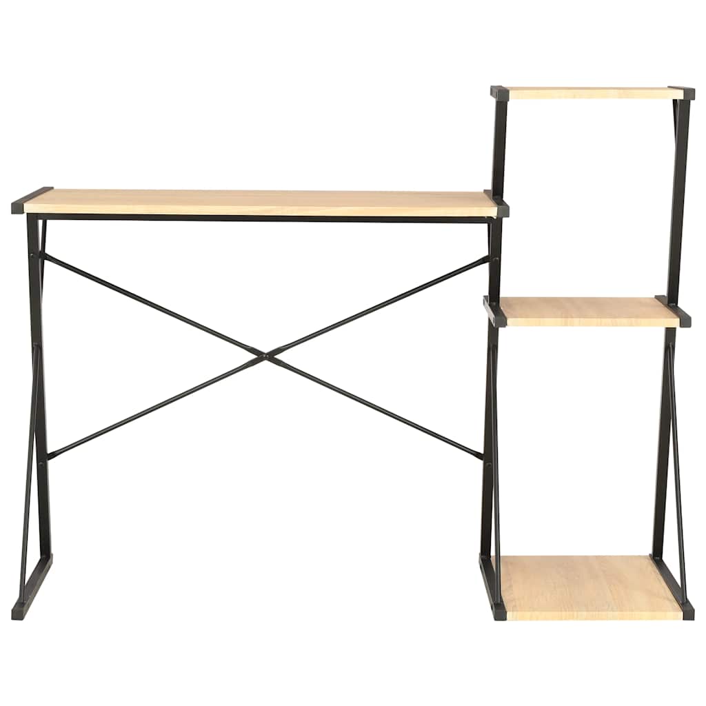 20289 vidaXL Desk with Shelf Black and Oak 116x50x93 cm