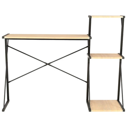 20289 vidaXL Desk with Shelf Black and Oak 116x50x93 cm